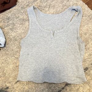 Gray Ribbed Women's Tank Top